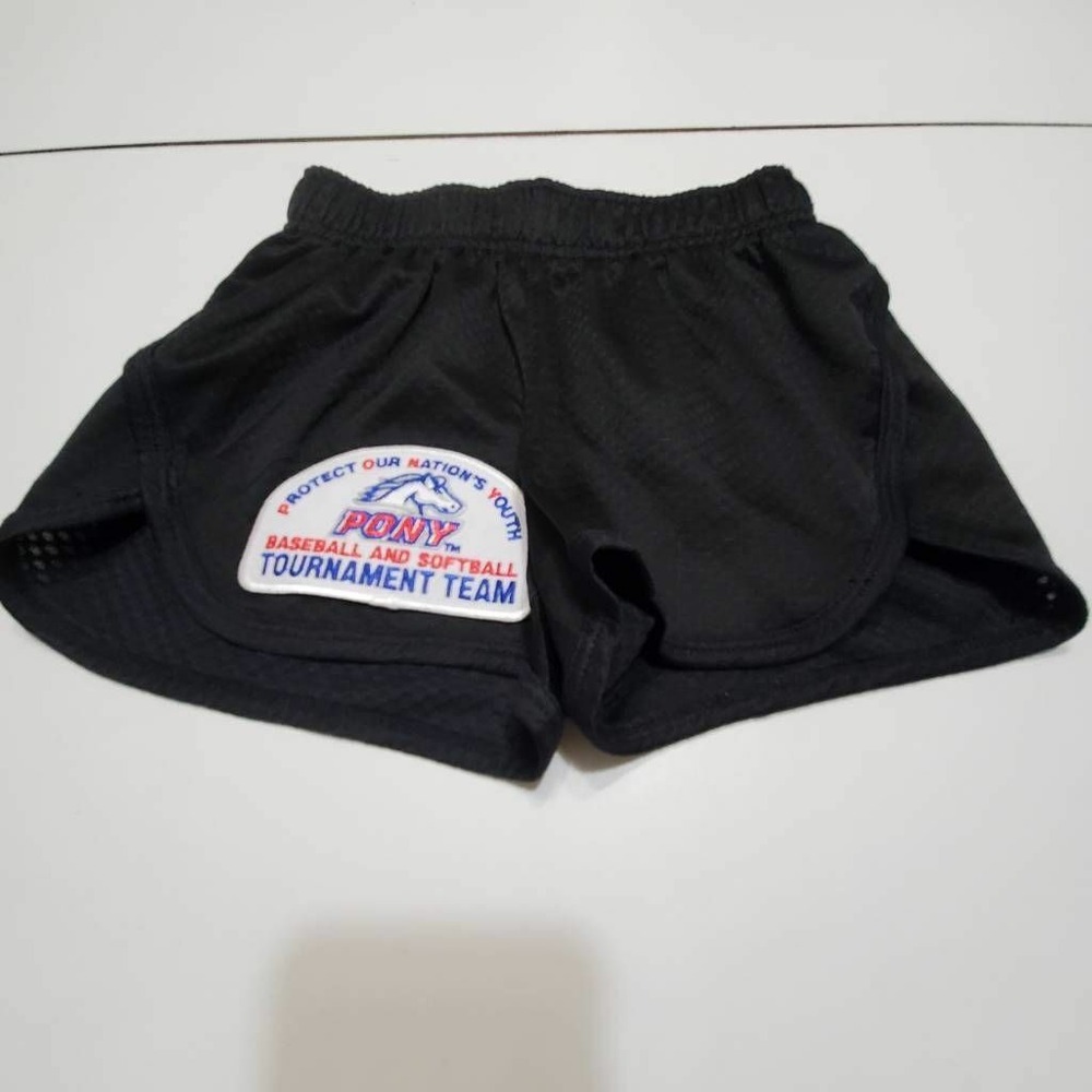 BCG Girls Active Shorts Black PONY Baseball‎ And Softball Tournament Pull On XS